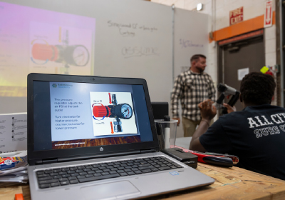 a laptop on a desk